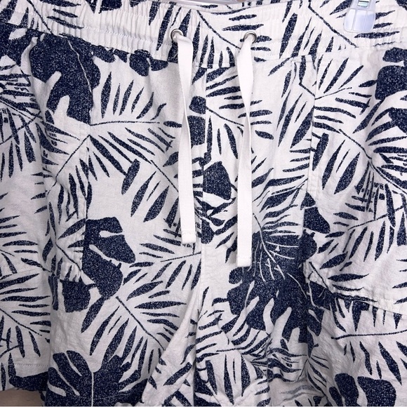 XXL NAUTICA LINEN BLEND BLUE WHITE TROPICAL PRINT SHORTS DRAWSTRING WAISTBAND - Picture 3 of 9